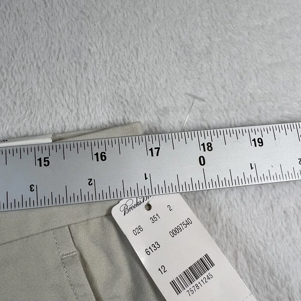 Brooks Brothers Clark Pants Mens 33x34 Beige Stretch Chino Flat Front Casual